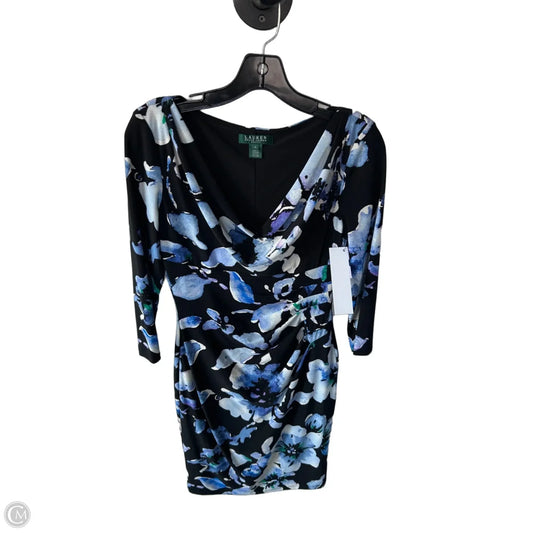 Dress Work By Lauren By Ralph Lauren In Black & Blue, Size: S