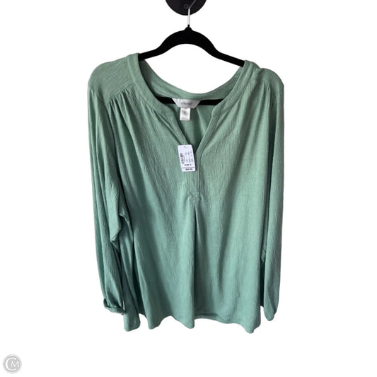 Top Long Sleeve By Cj Banks In Green, Size: 2x