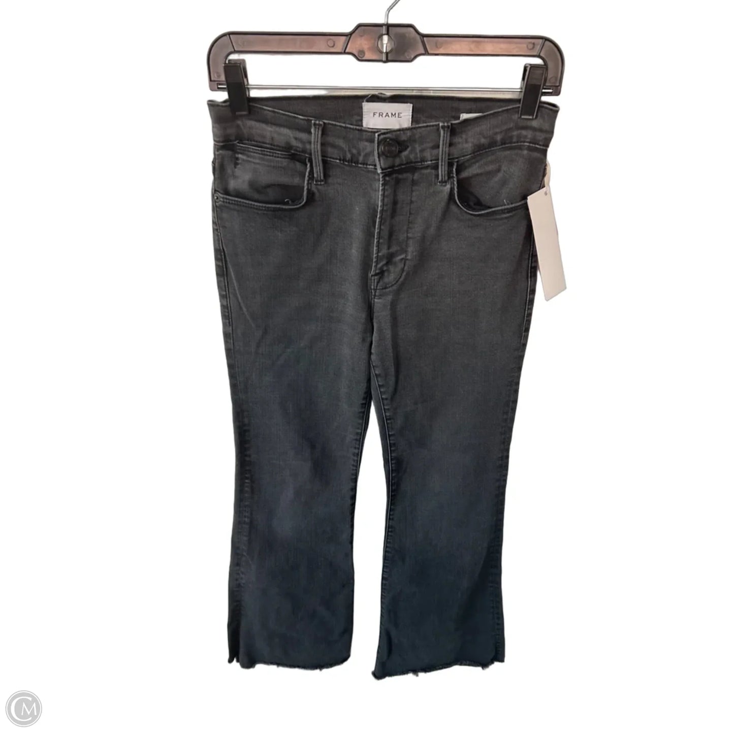 Jeans Flared By Frame In Black Denim, Size: 4