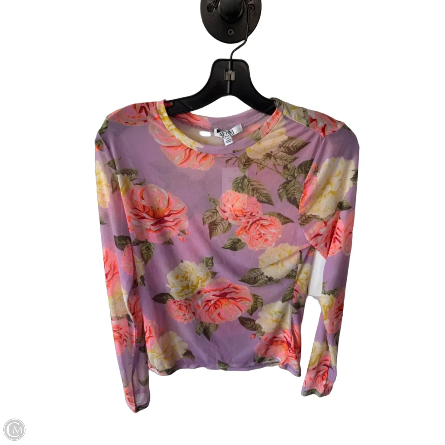 Top Long Sleeve By Afrm In Purple & Yellow, Size: L