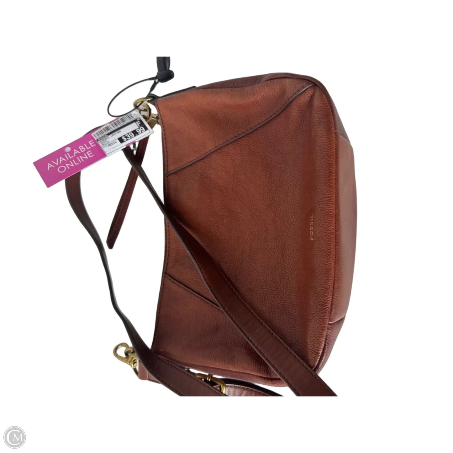 Handbag Leather By Fossil, Size: Medium