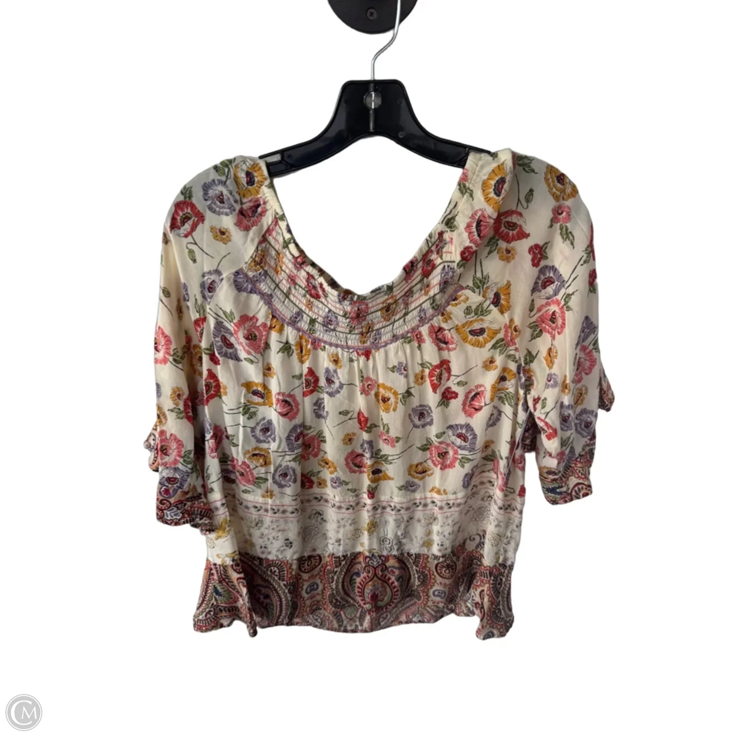 Top 3/4 Sleeve By Democracy In Tan & Yellow, Size: L