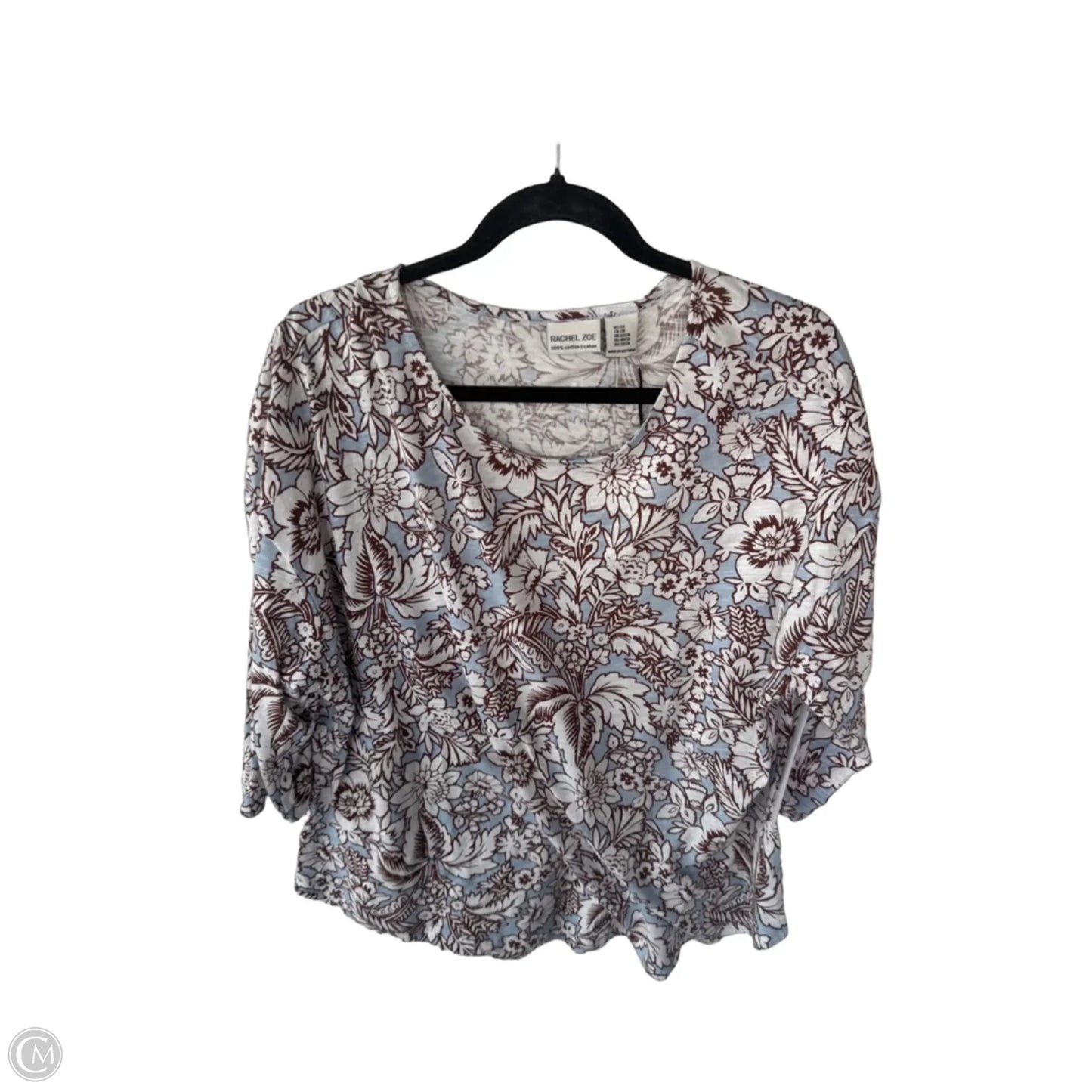 Top 3/4 Sleeve By Rachel Zoe In Blue & Brown, Size: 2x