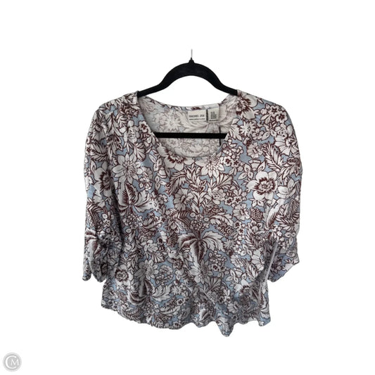 Top 3/4 Sleeve By Rachel Zoe In Blue & Brown, Size: 2x