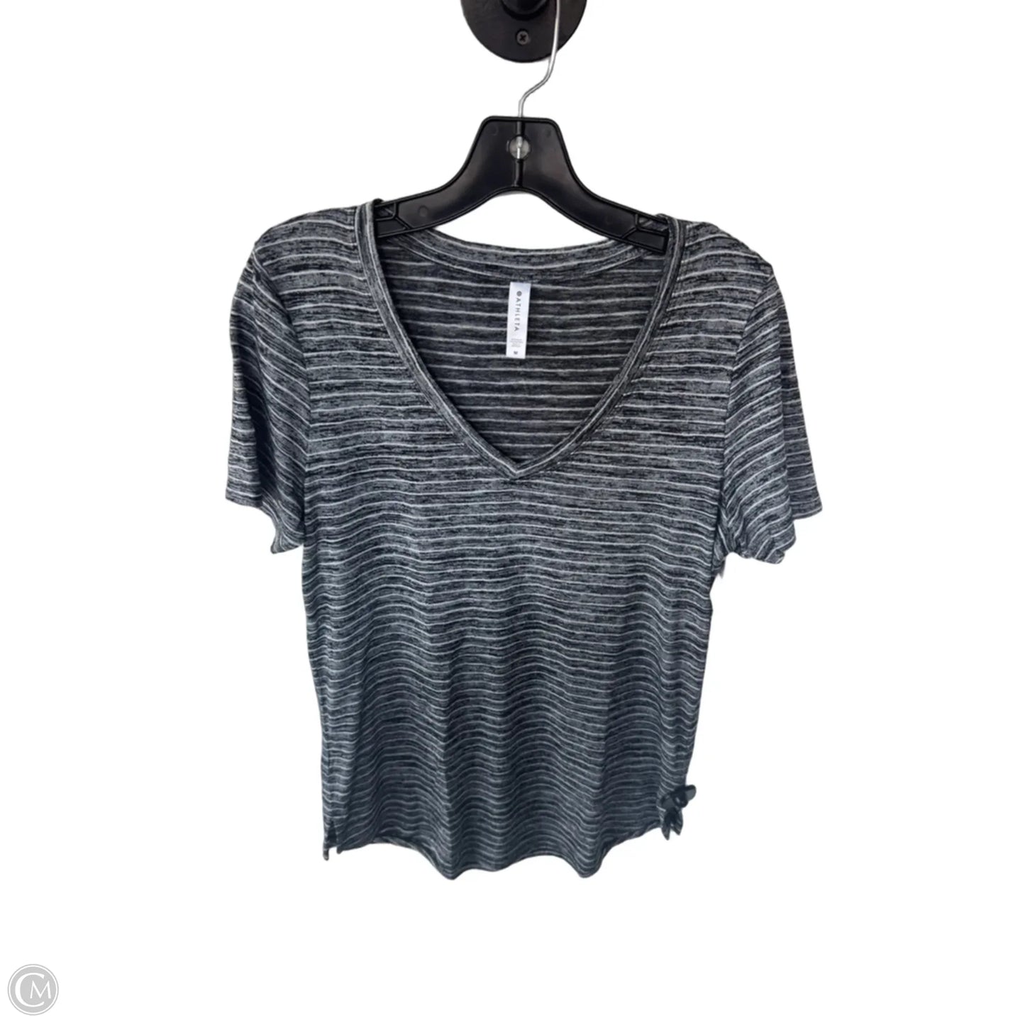 Athletic Top Short Sleeve By Athleta In Black & White, Size: M