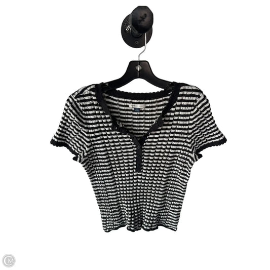 Sweater Short Sleeve By American Eagle In Grey & White, Size: M
