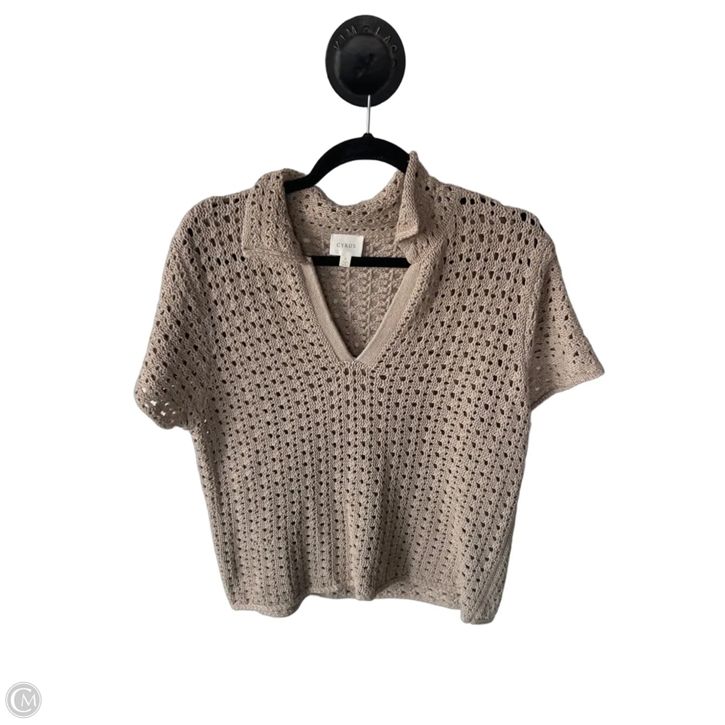 Sweater Short Sleeve By Cyrus In Tan, Size: L