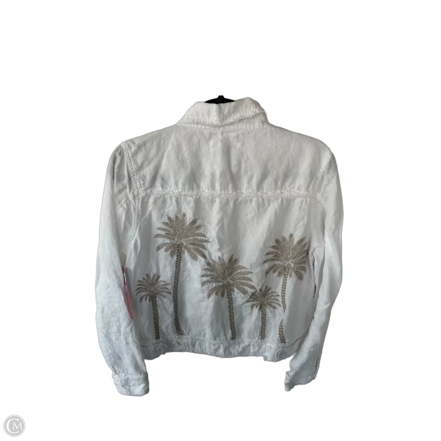 Jacket Shirt By Tommy Bahama In Tan & White, Size: M