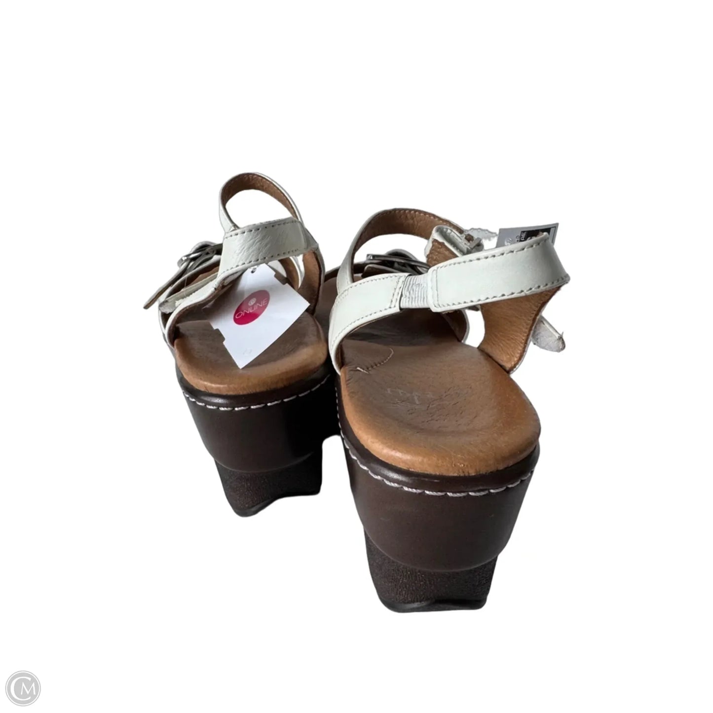 Sandals Heels Wedge By Dansko In Brown & White, Size: 6.5