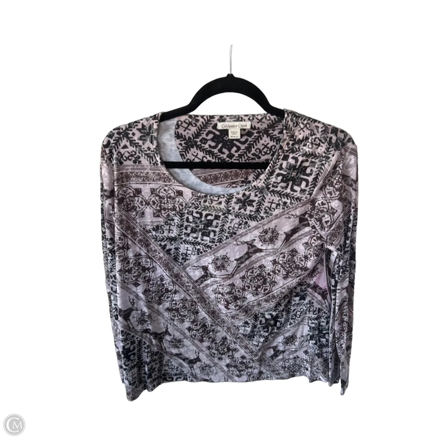 Top 3/4 Sleeve By Coldwater Creek In Brown & Grey, Size: M