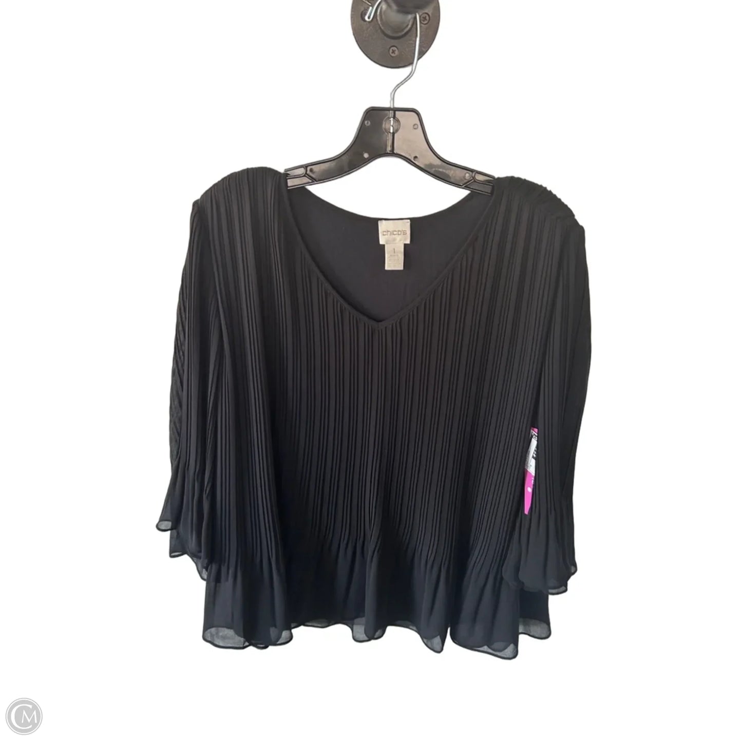 Top 3/4 Sleeve By Chicos In Black, Size: M