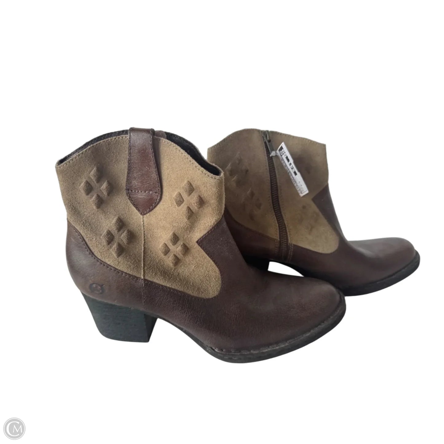 Boots Ankle Heels By Born In Brown & Tan, Size: 9.5