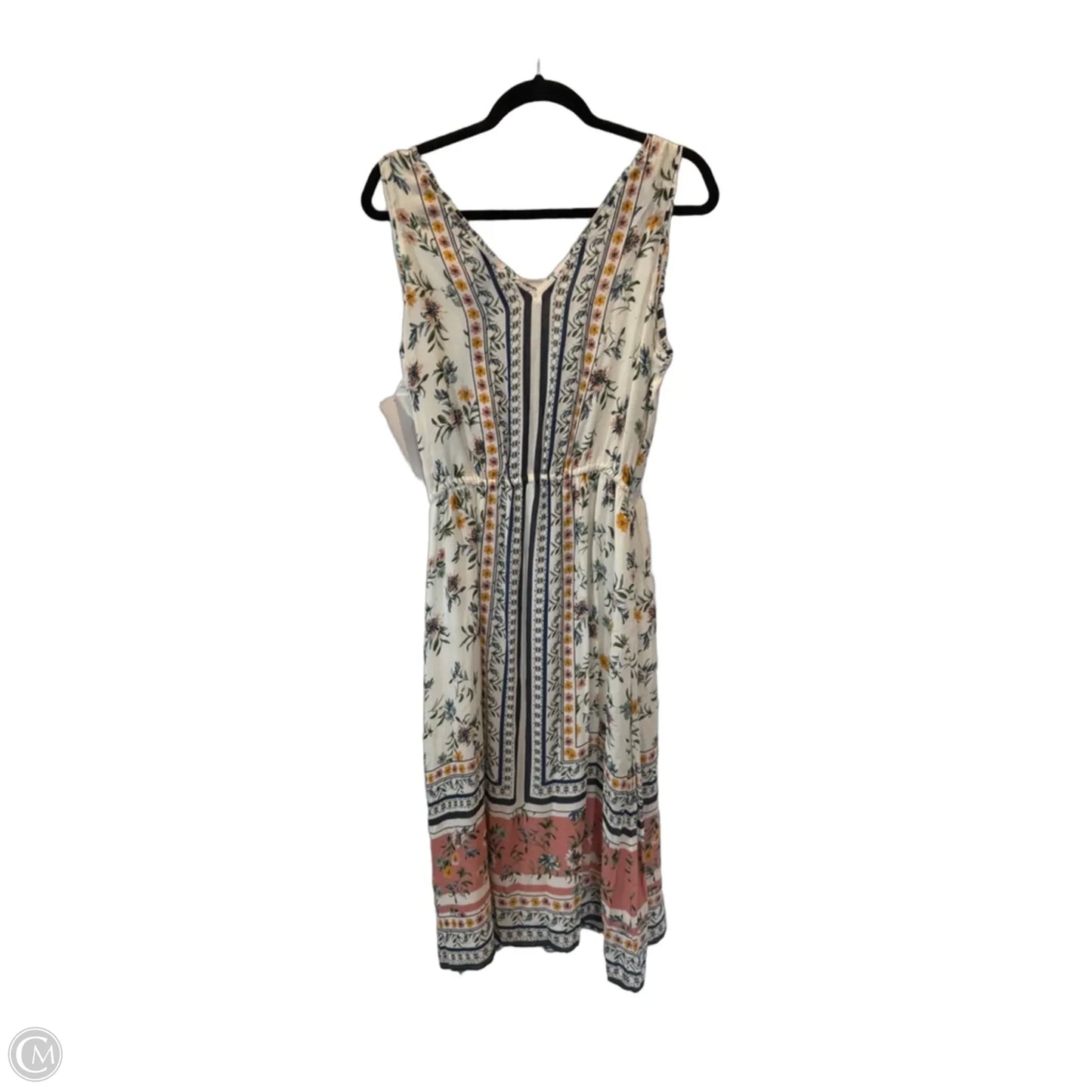 Dress Casual Midi By Lucky Brand In Cream & Green, Size: M