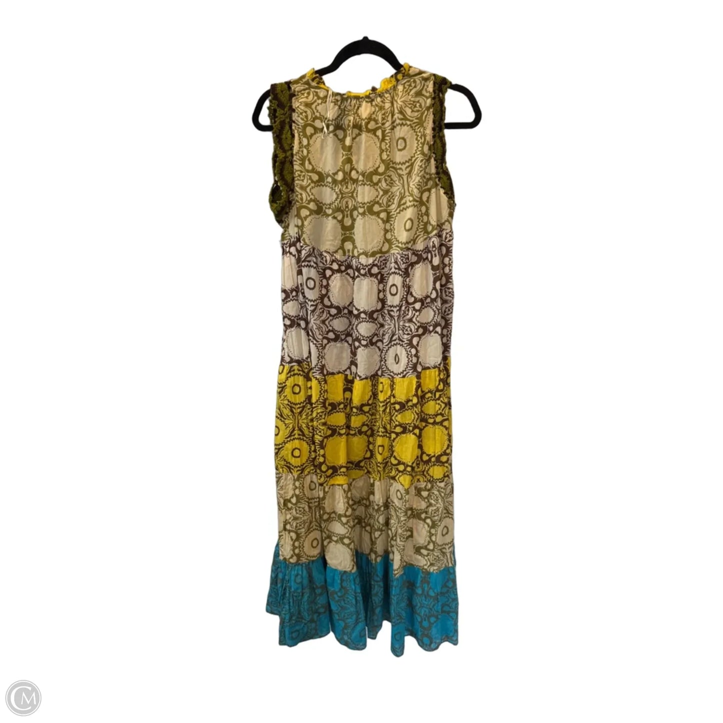 Dress Casual Maxi By Zara In Green & Tan, Size: M