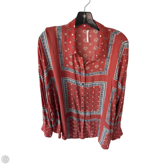 Top Long Sleeve By Free People In Blue & Red, Size: L