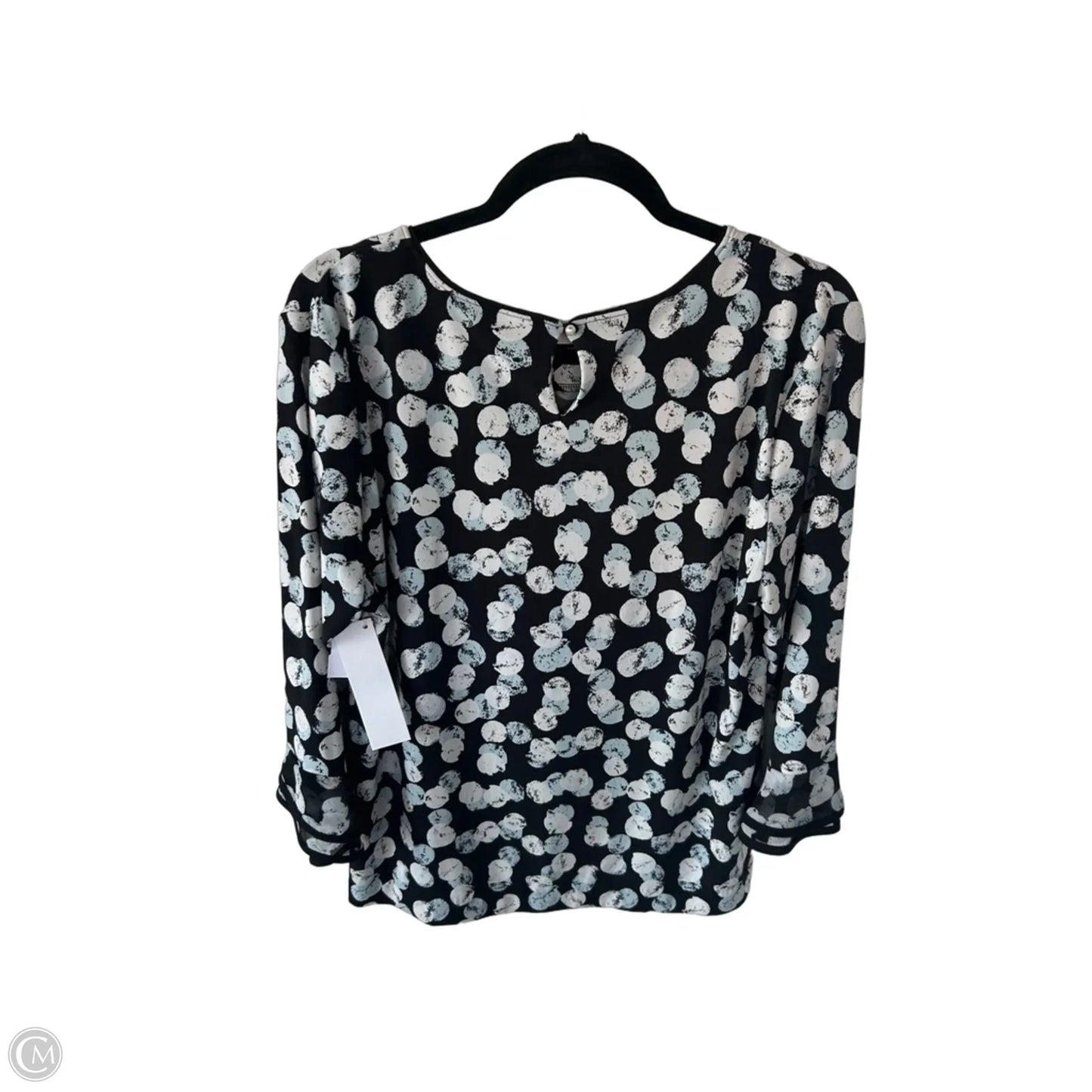 Top 3/4 Sleeve Designer By Karl Lagerfeld In Black & Blue, Size: L