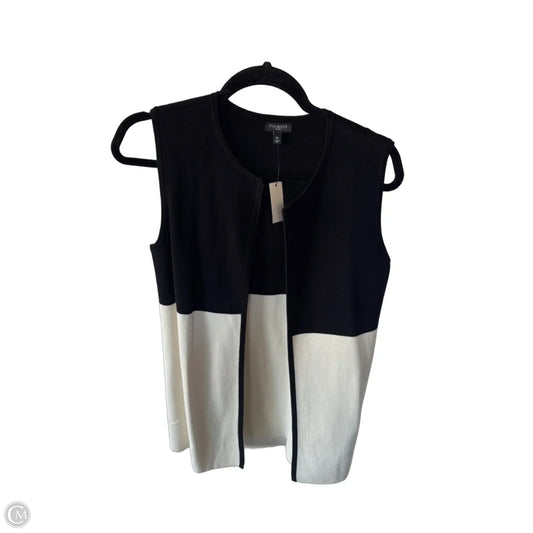 Vest Sweater By Talbots In Black & Cream, Size: Mp