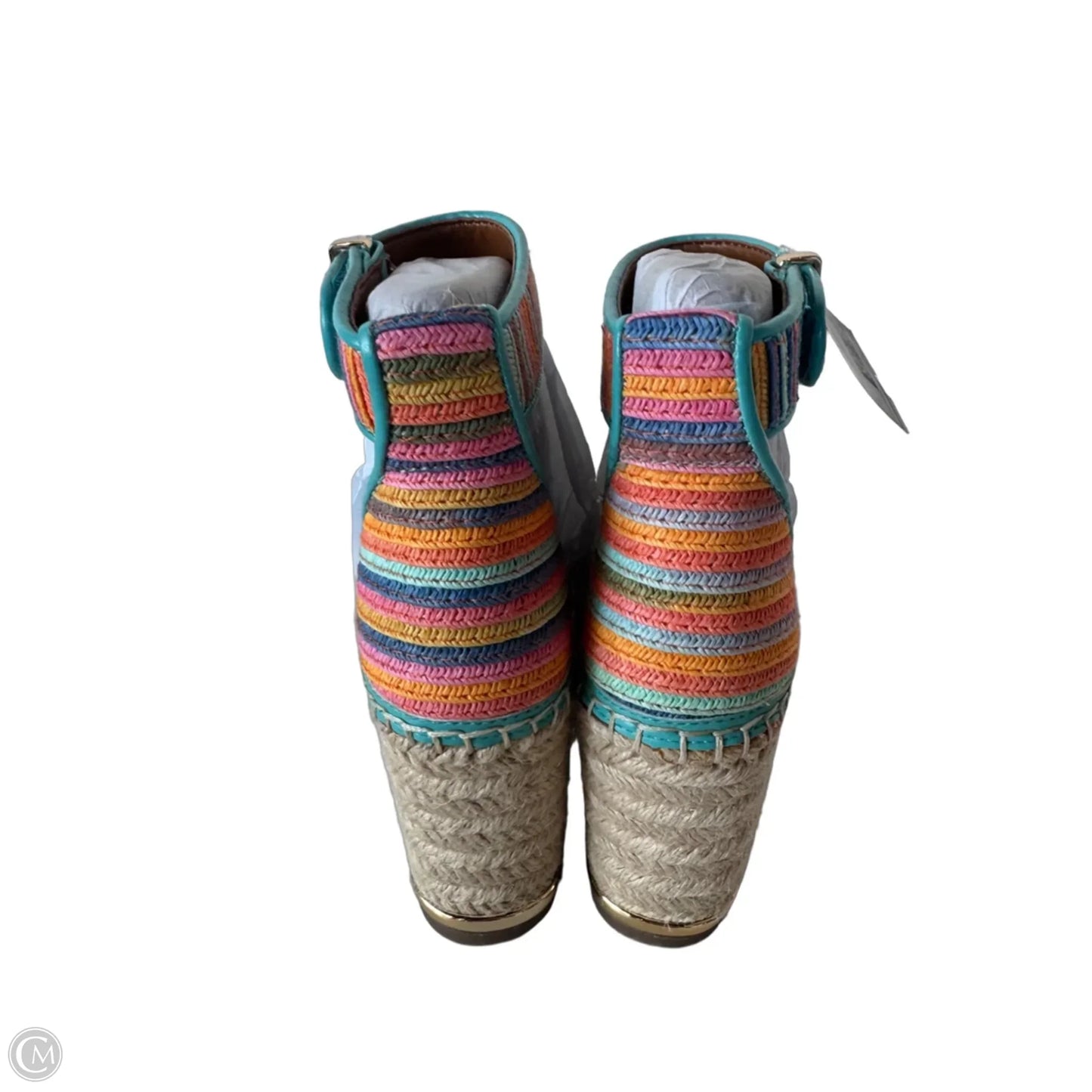Sandals Heels Wedge By Franco Sarto In Blue & Pink, Size: 5