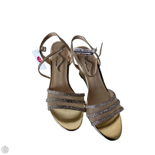 Sandals Heels Wedge By Nina In Gold, Size: 9