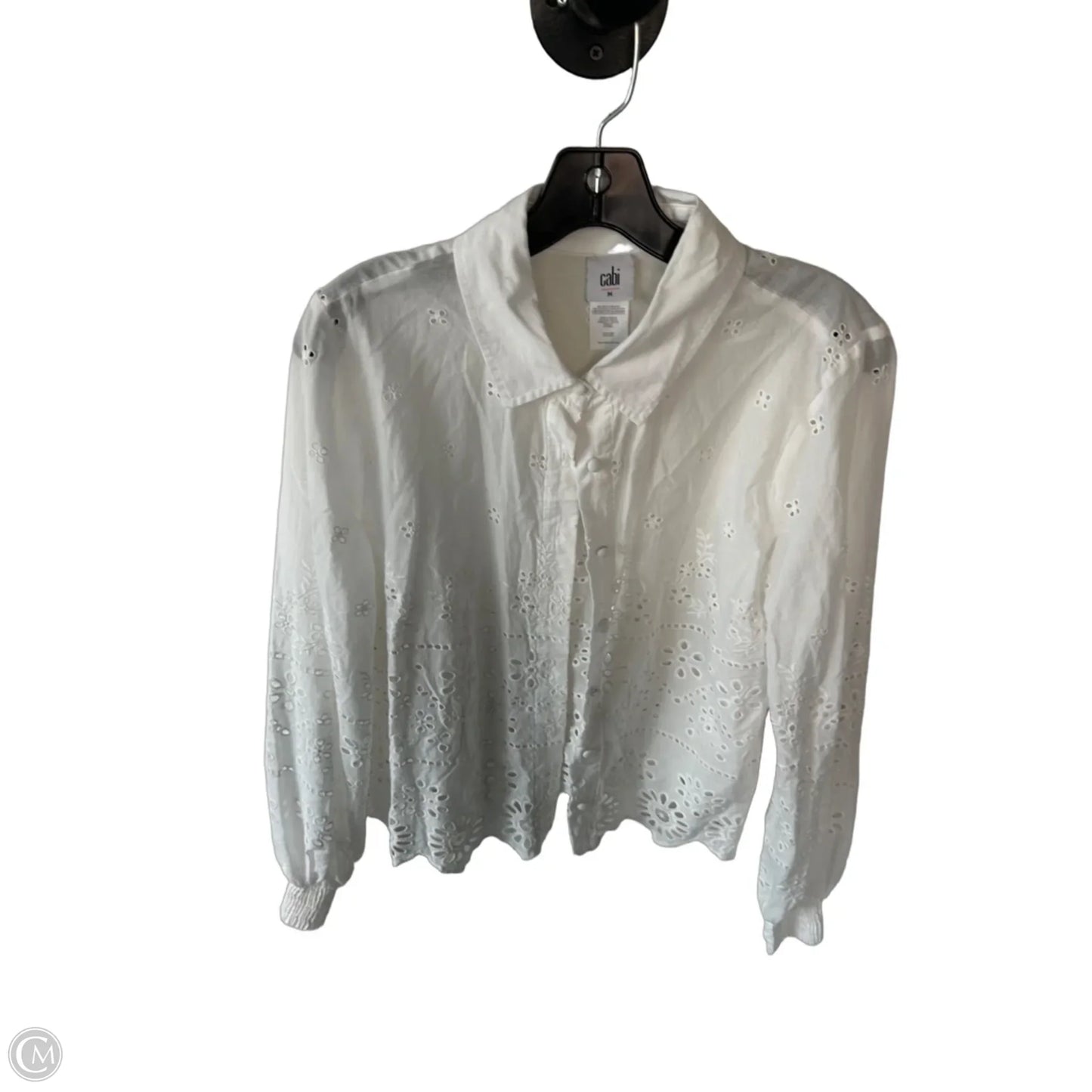 Top Long Sleeve By Cabi In White, Size: M