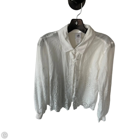Top Long Sleeve By Cabi In White, Size: M