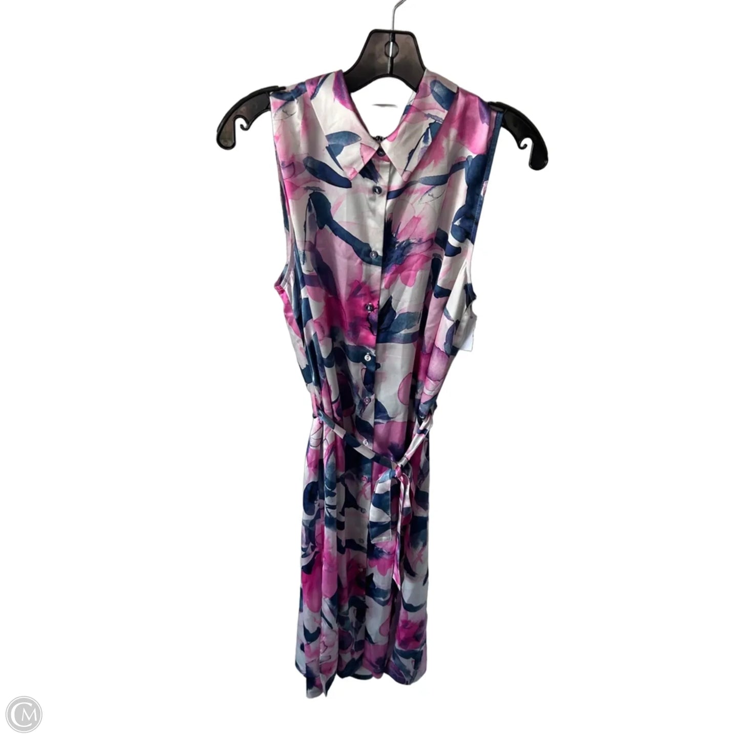 Dress Casual Midi By Dkny In Blue & Pink, Size: L