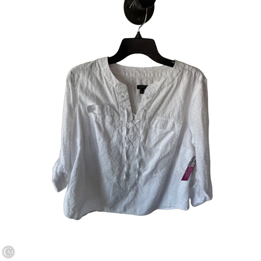 Top 3/4 Sleeve By Talbots In White, Size: 1x