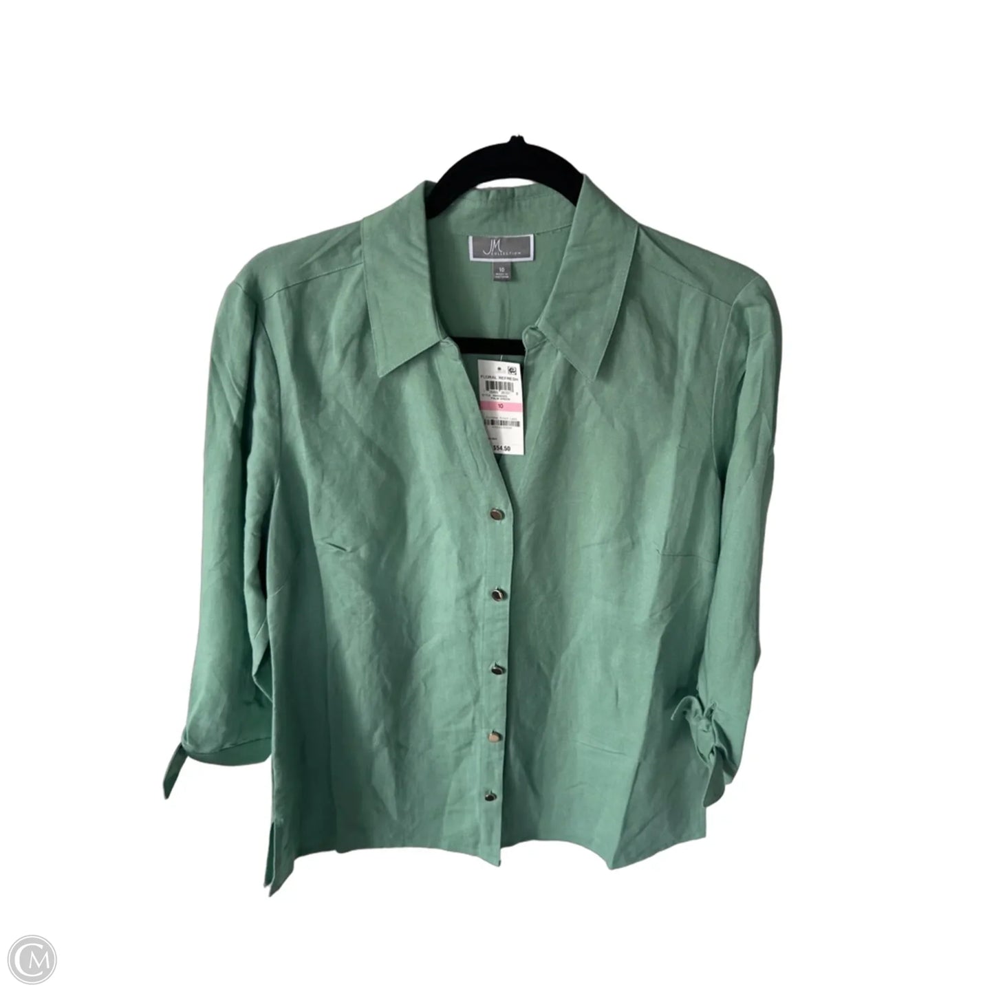 Top 3/4 Sleeve By Jm Collections In Green, Size: M