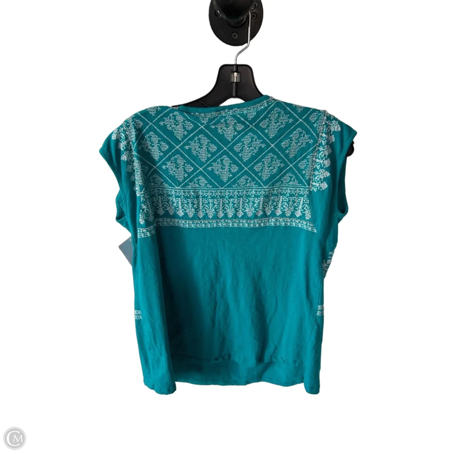 Top Short Sleeve By Tolani In Blue & White, Size: M