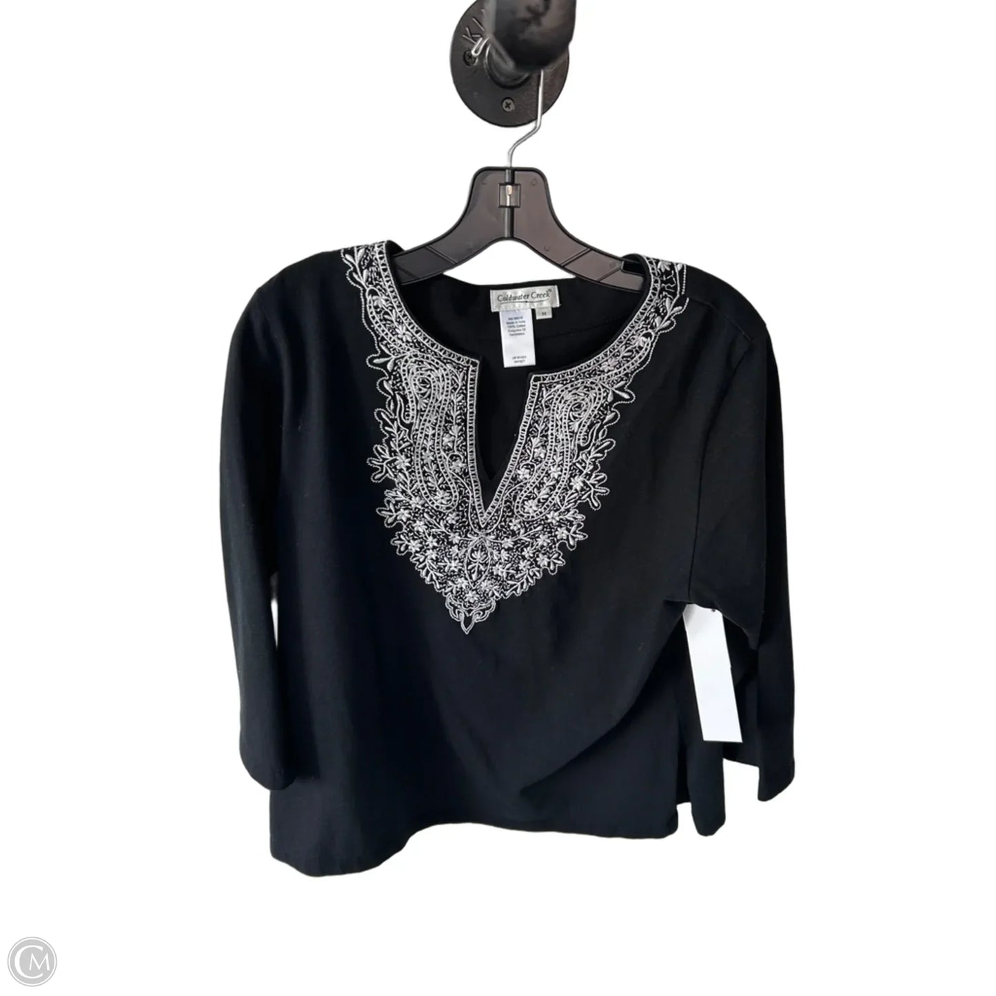 Top 3/4 Sleeve By Coldwater Creek In Black & White, Size: M