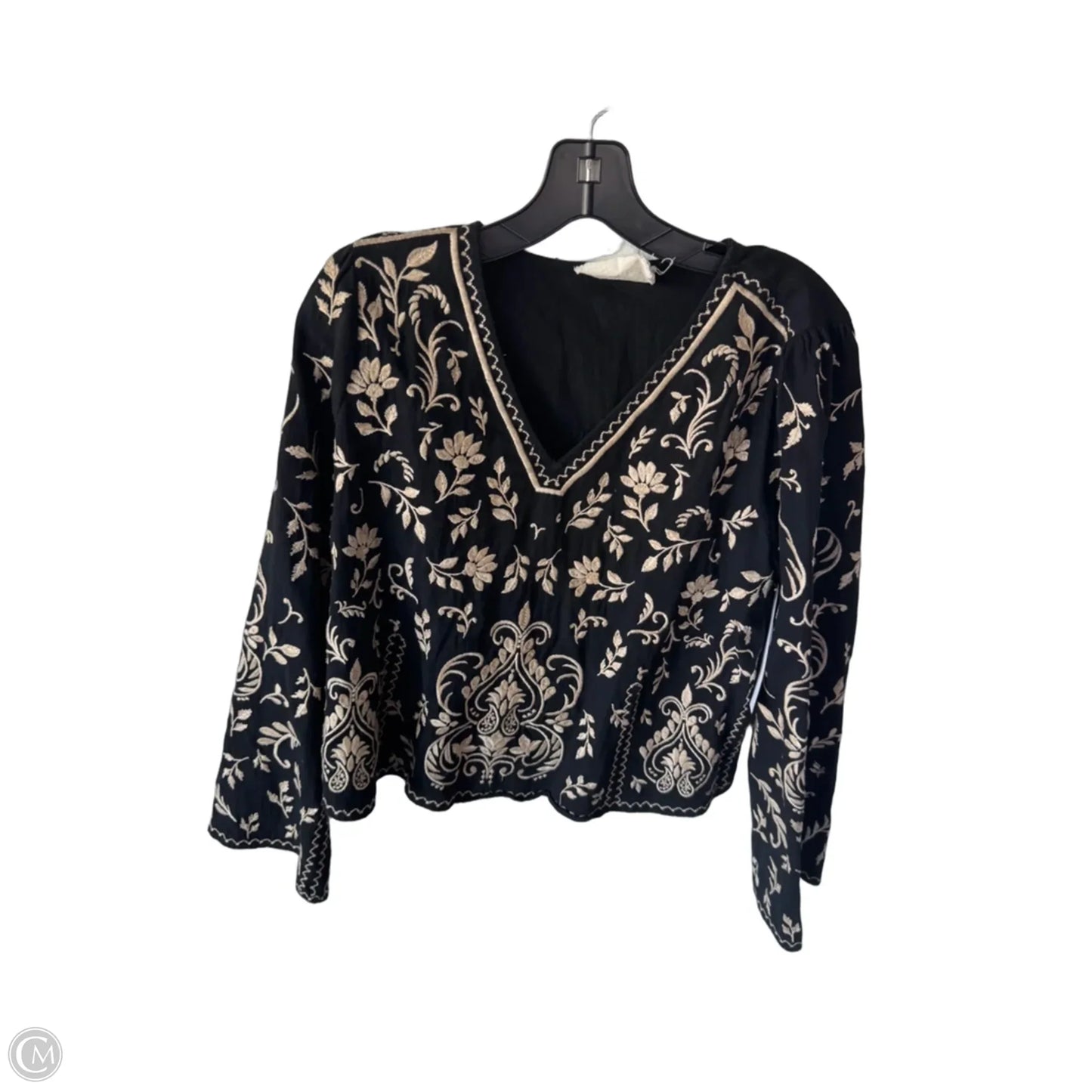Top Long Sleeve By Savanna Jane In Black & Tan, Size: S