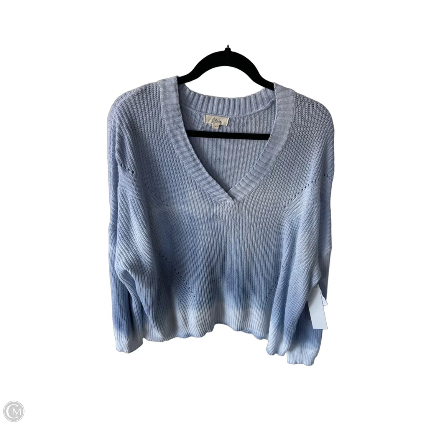 Sweater By Elan In Blue & White, Size: L