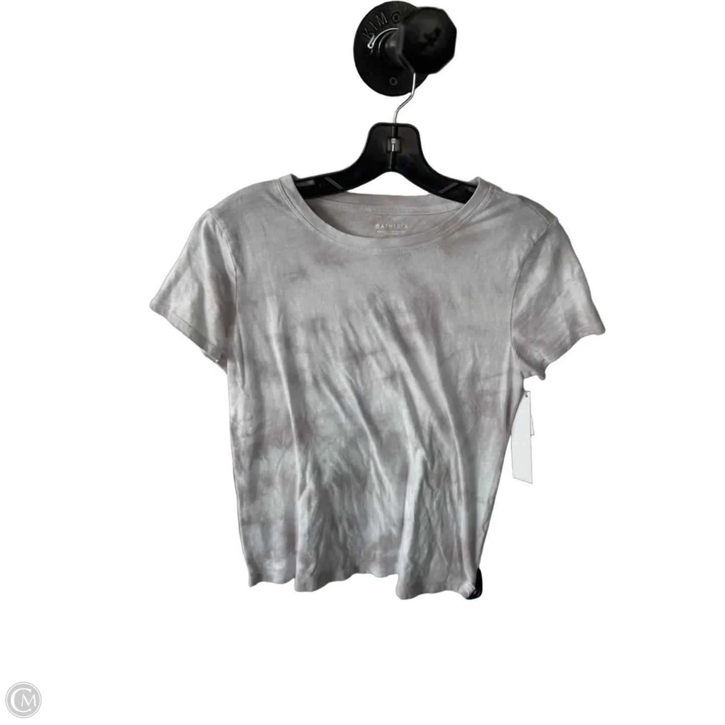 Athletic Top Short Sleeve By Athleta In Tan & White, Size: S