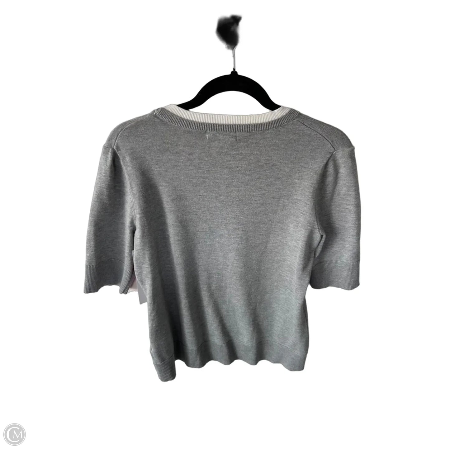 Sweater Short Sleeve By Cable And Gauge In Grey & White, Size: S