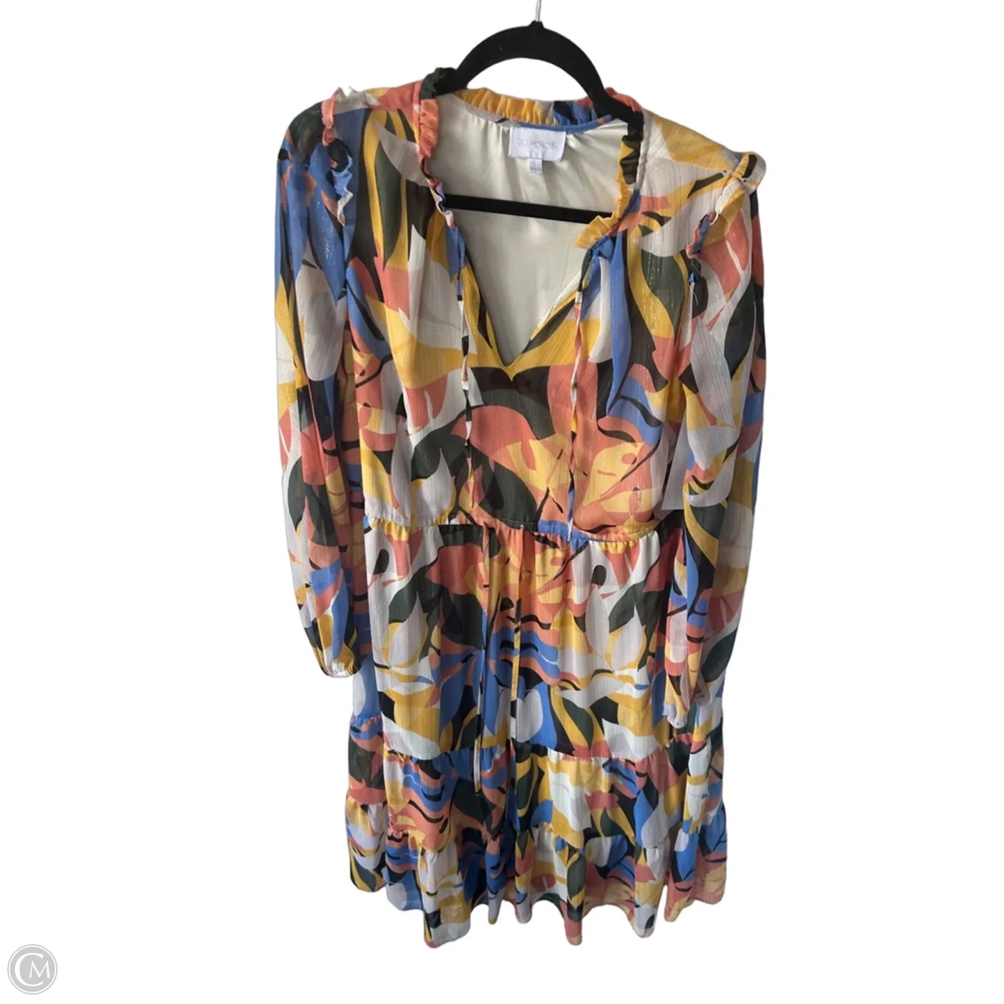 Dress Casual Midi By Sugar Lips In Green & Orange, Size: L