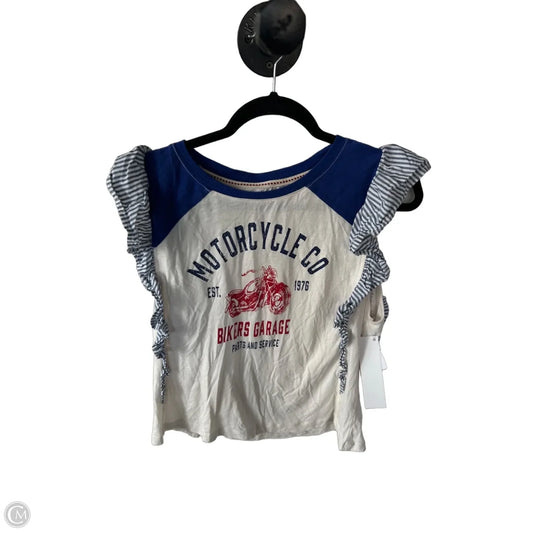 Top Short Sleeve By Pilcro In Blue & Cream, Size: Xxs