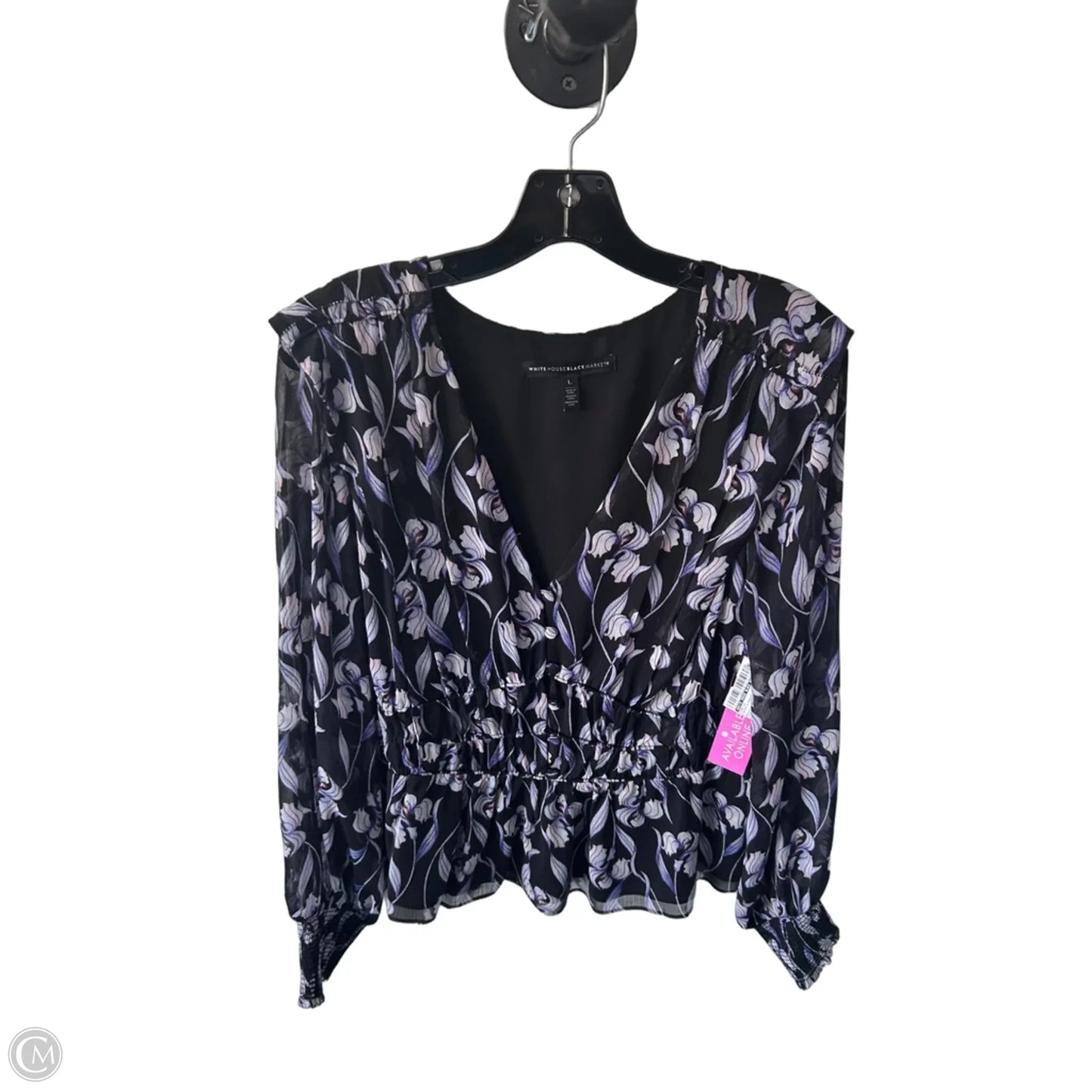 Top Long Sleeve By White House Black Market In Black & Purple, Size: L