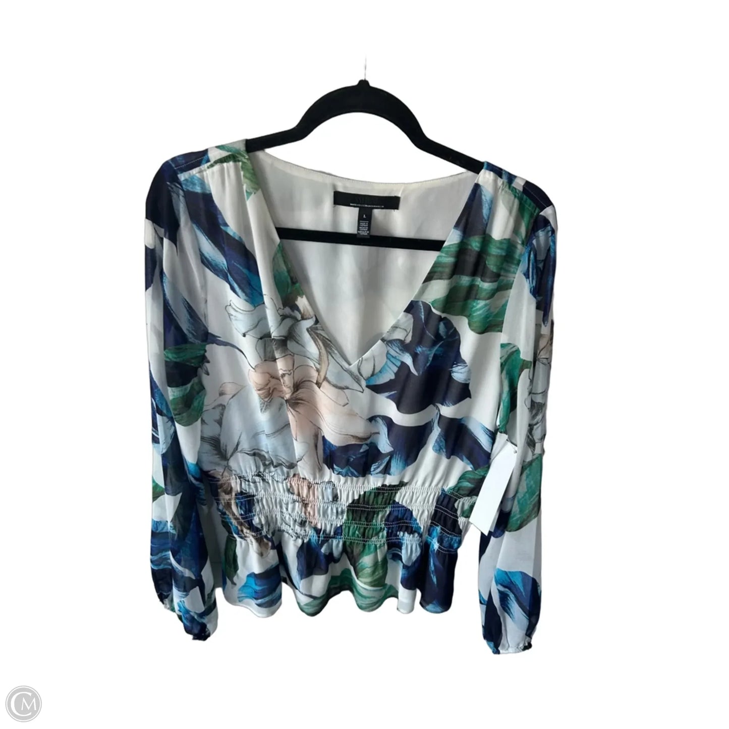 Top Long Sleeve By White House Black Market In Blue & Green, Size: L