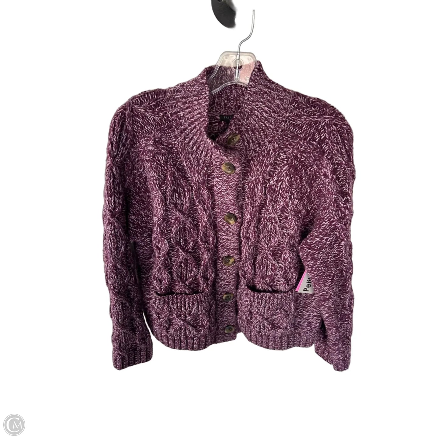 Sweater Cardigan By Talbots In Purple & White, Size: Lp
