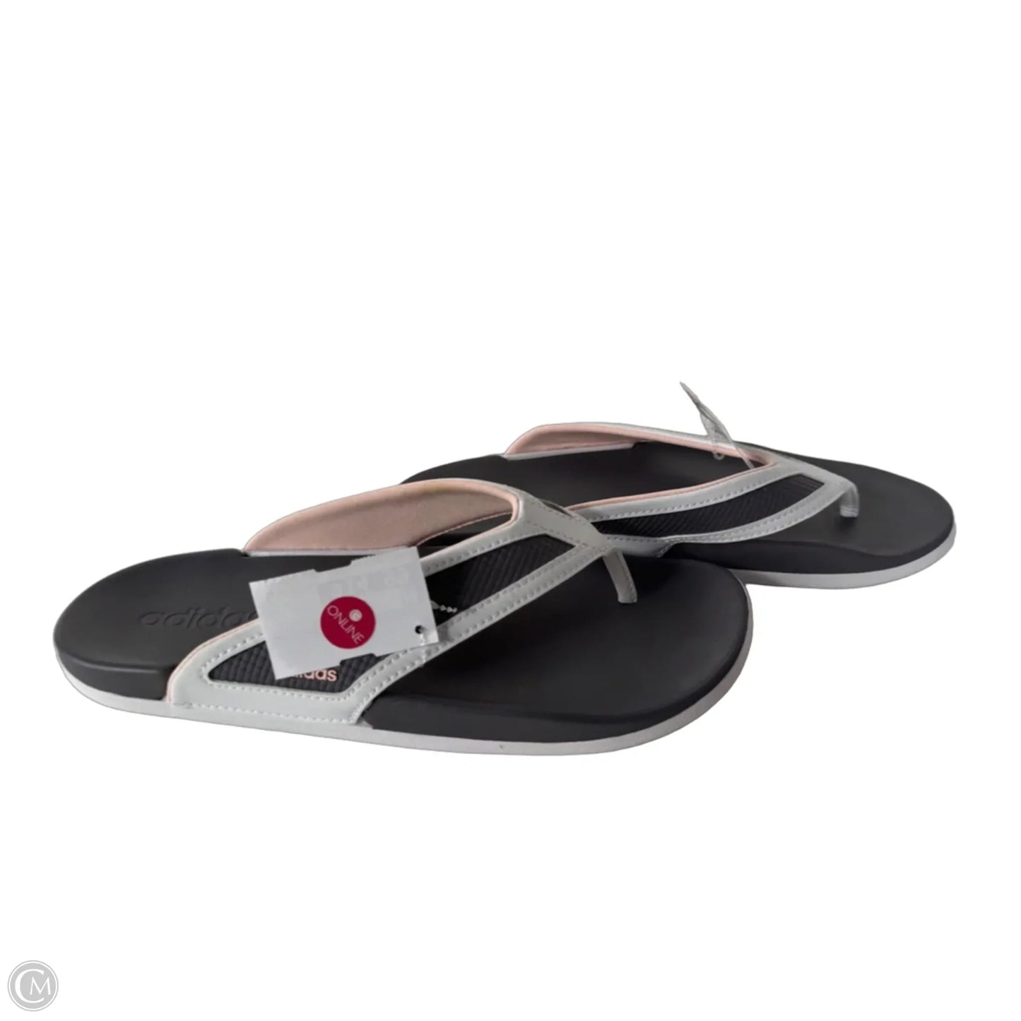 Sandals Flip Flops By Adidas In Grey & White, Size: 9