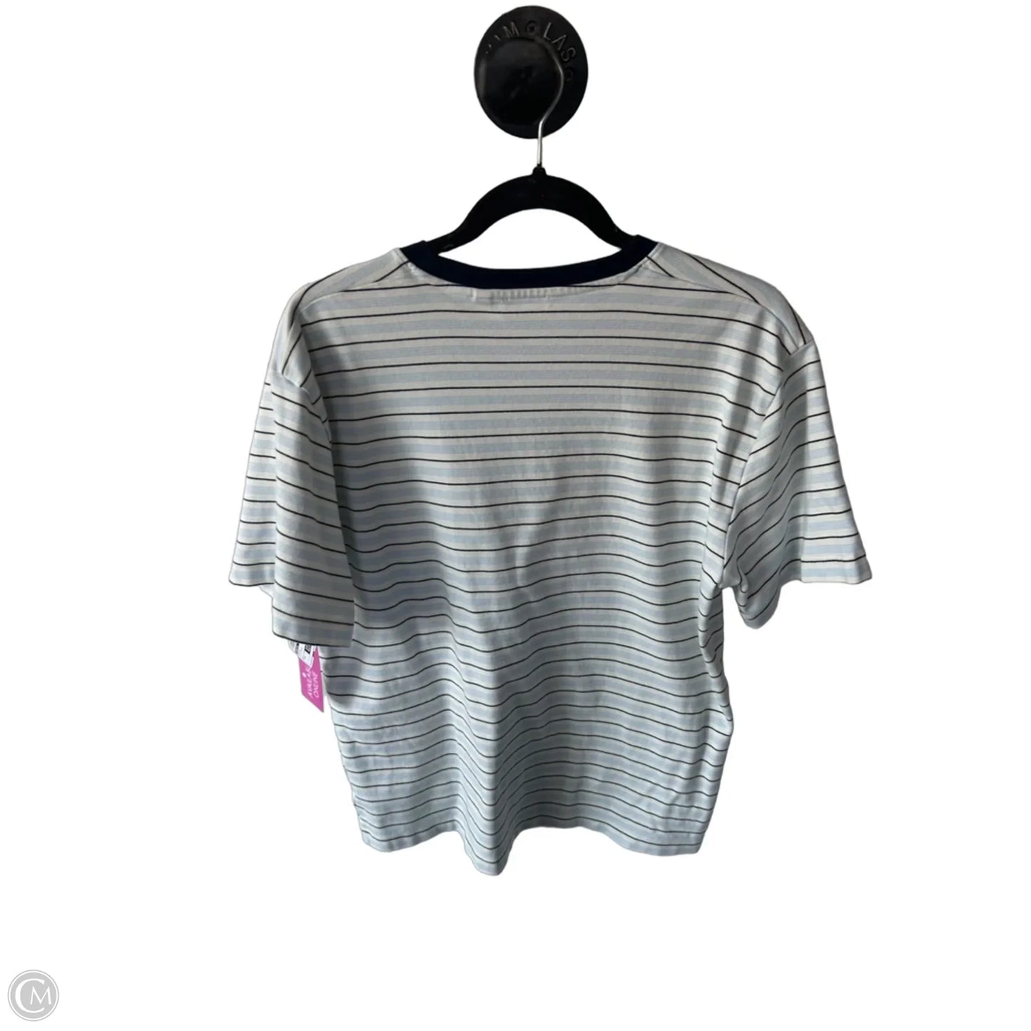 Top Short Sleeve By Babaton In Blue & White, Size: M