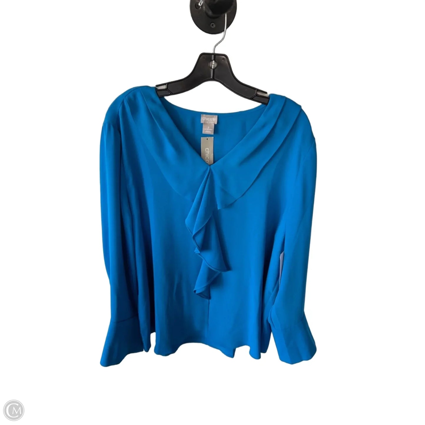 Blouse Long Sleeve By Chicos In Blue, Size: Xl