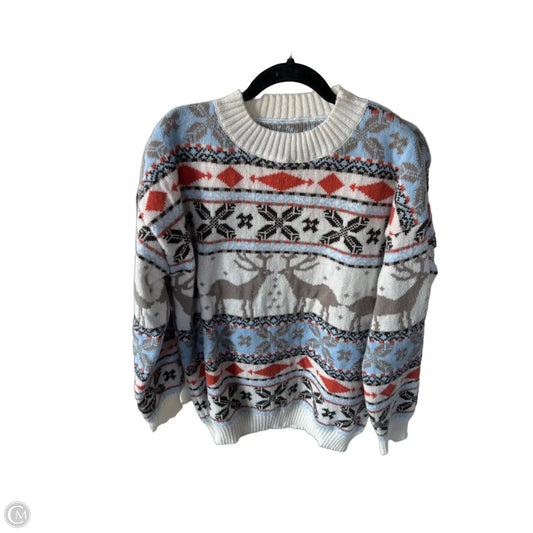 Sweater By Cme In Blue & Cream, Size: L