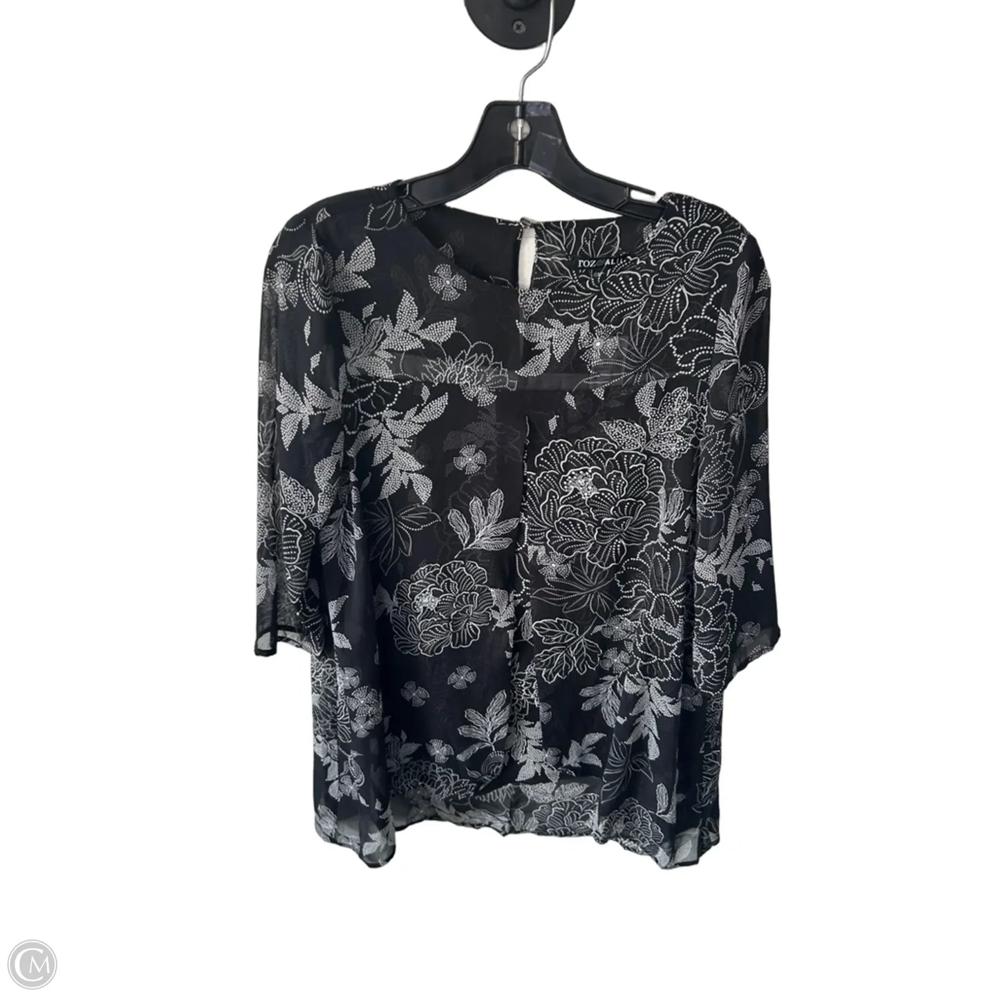 Top 3/4 Sleeve By Roz And Ali In Black & White, Size: Xs