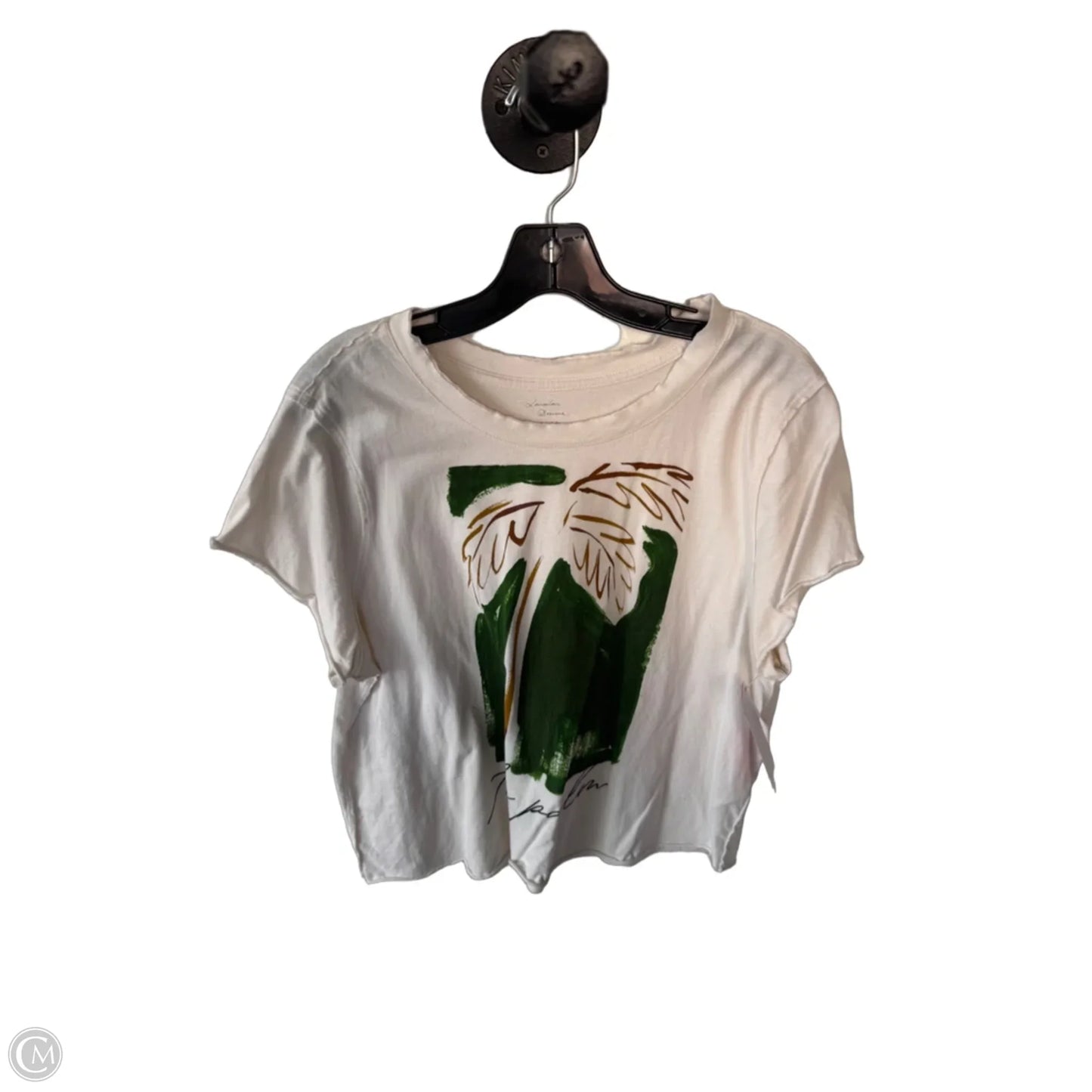 Top Short Sleeve By Anthropologie In Cream & Green, Size: M