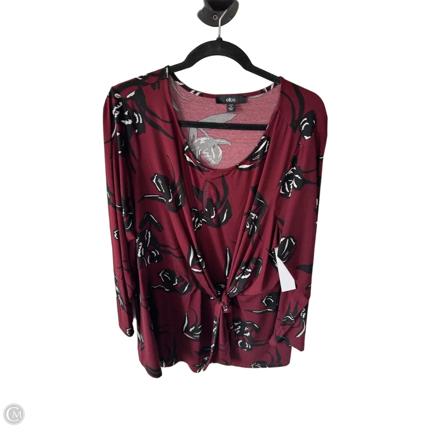 Top Long Sleeve By Ellos In Black & Red, Size: 1x