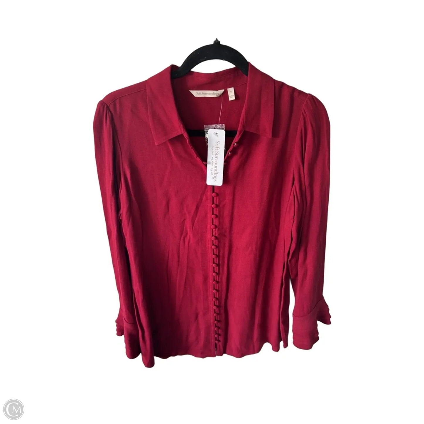 Blouse Long Sleeve By Soft Surroundings In Red, Size: S
