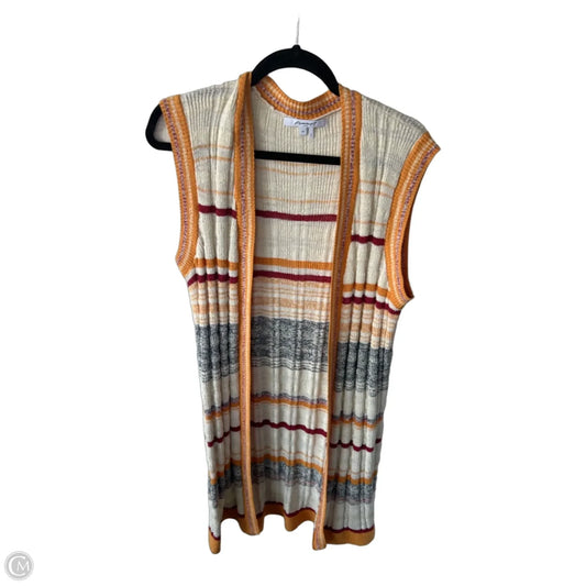 Vest Sweater By Foxcroft In Orange & White, Size: M