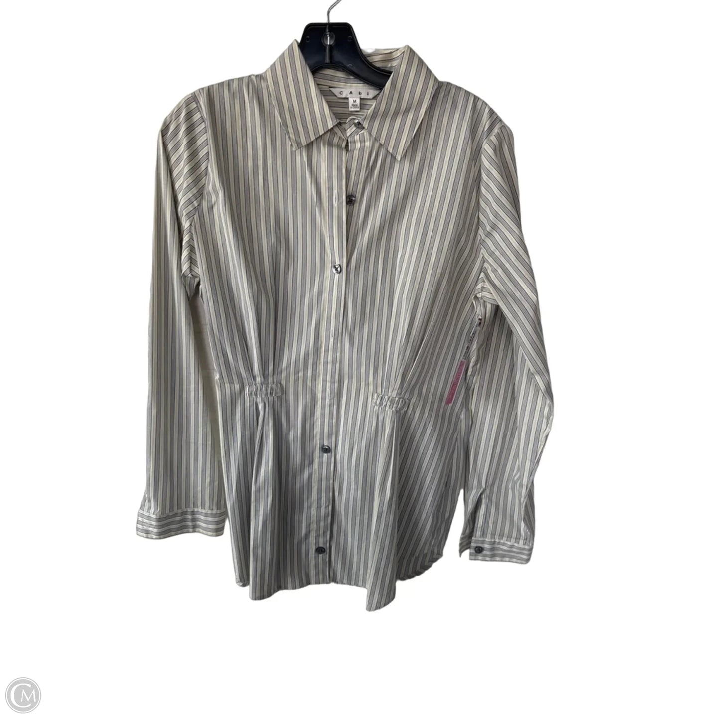 Top Long Sleeve By Cabi In Blue & Tan, Size: M