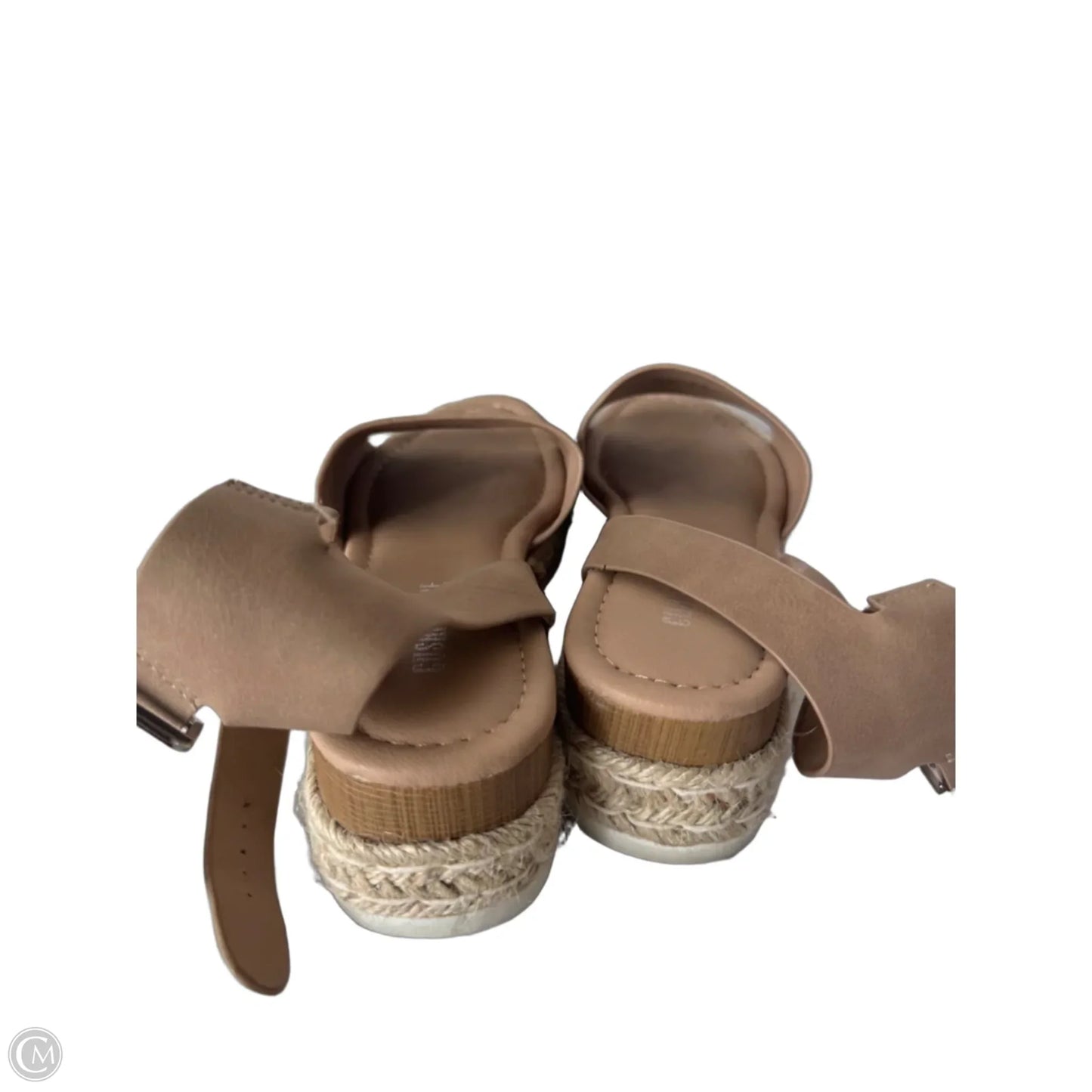 Sandals Heels Wedge By Cushionaire In Tan, Size: 8.5